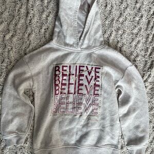 Primark Gray Hoodie with Red Believe Print